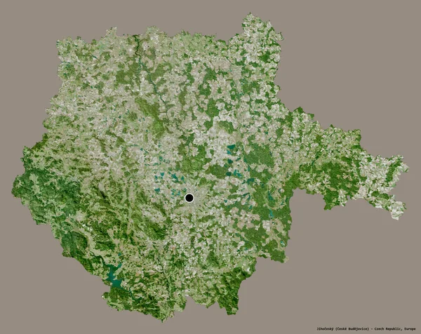 Form Jihocesky Regionen Tjeckien Med Sin Huvudstad Isolerad Solid Färg — Stockfoto