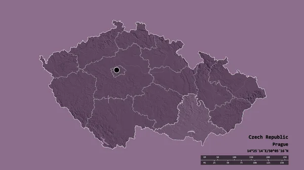 Zdesperowany Kształt Republiki Czeskiej Jej Stolicą Głównym Oddziałem Regionalnym Wydzielonym — Zdjęcie stockowe