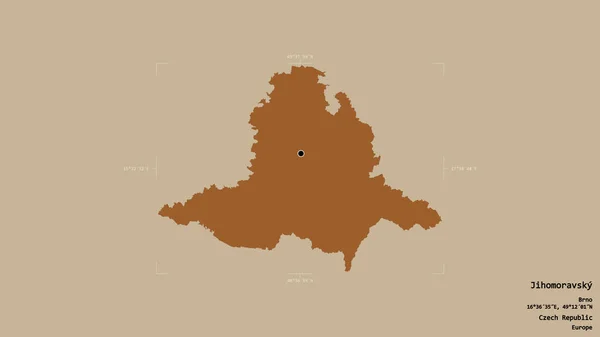 捷克共和国Jihomoravsky地区 在一个地理参照框的坚实背景上被隔离 图形纹理的组成 3D渲染 — 图库照片