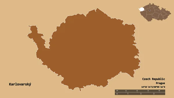 Форма Карловарського Регіону Чеської Республіки Столицею Ізольованою Твердому Тлі Масштаб — стокове фото