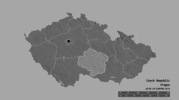 Zdesperowany Kształt Republiki Czeskiej Stolicą Głównym Oddziałem Regionalnym Wydzielonym Krajem — Zdjęcie stockowe