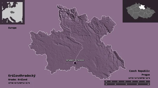 Kralovehradecky Nin Şekli Çek Cumhuriyeti Bölgesi Başkenti Uzaklık Ölçeği Gösterimler — Stok fotoğraf