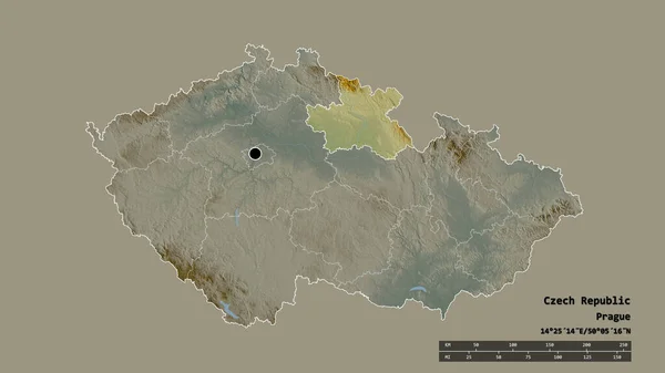 Forma Desnaturalizada República Checa Con Capital División Regional Principal Zona —  Fotos de Stock