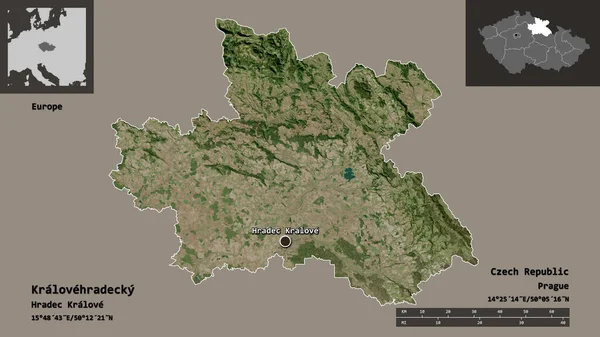 Shape Kralovehradecky Region Czech Republic Its Capital Distance Scale Previews — Stock Photo, Image