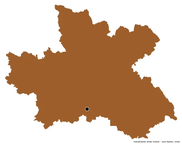 Форма Краловеградского Края Чешской Республики Столицей Изолированной Белом Фоне Состав — стоковое фото