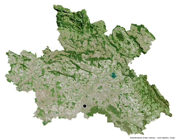 Formen Kralovehradecky Regionen Tjeckien Med Dess Huvudstad Isolerad Vit Bakgrund — Stockfoto