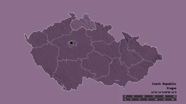 Desaturatie Van Tsjechische Republiek Met Haar Hoofdstad Belangrijkste Regionale Divisie — Stockfoto