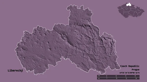 Forma Liberecky Región República Checa Con Capital Aislada Sobre Fondo — Foto de Stock