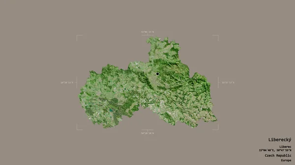 Area Liberecky Region Czech Republic Isolated Solid Background Georeferenced Bounding — Stock Photo, Image