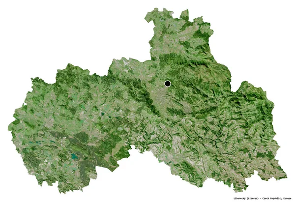 Forma Liberecky Regione Della Repubblica Ceca Con Sua Capitale Isolata — Foto Stock