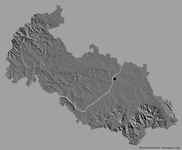 Forme Moravskoslezsky Région République Tchèque Avec Capitale Isolée Sur Fond — Photo