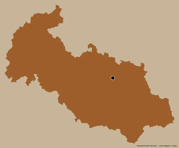 Kształt Moravskoslezsky Regionu Czech Jego Kapitału Izolowane Solidnym Tle Koloru — Zdjęcie stockowe