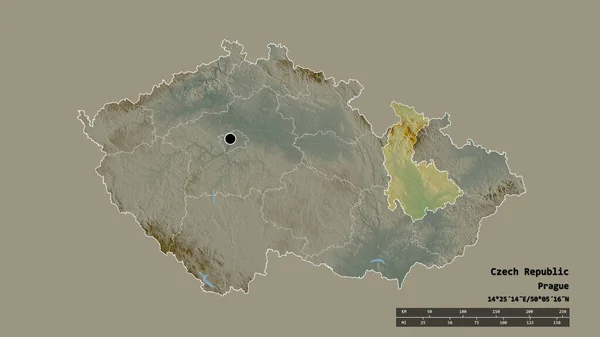 Forma Desnaturalizada República Checa Con Capital División Regional Principal Zona — Foto de Stock