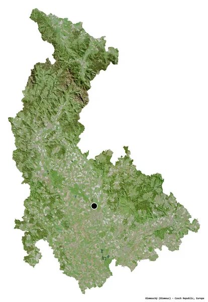 捷克共和国奥洛穆基的形状 其首都被白色背景隔离 卫星图像 3D渲染 — 图库照片