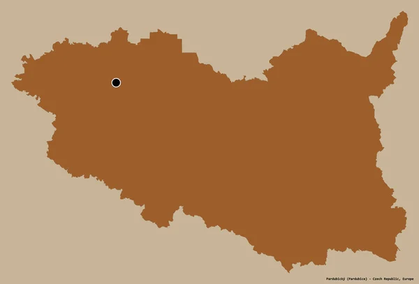 Forma Pardubicky Região República Checa Com Sua Capital Isolada Fundo — Fotografia de Stock