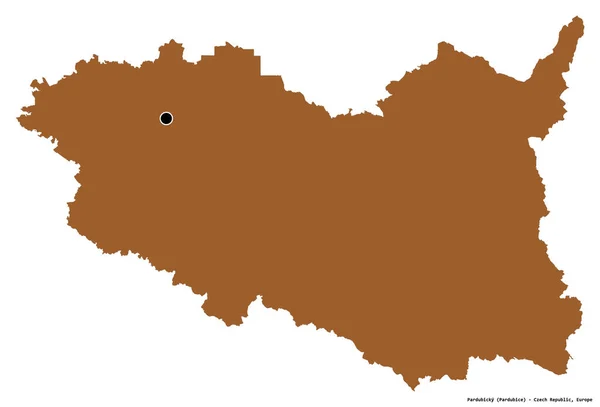 Form Pardubicky Regionen Tjeckien Med Sin Huvudstad Isolerad Vit Bakgrund — Stockfoto