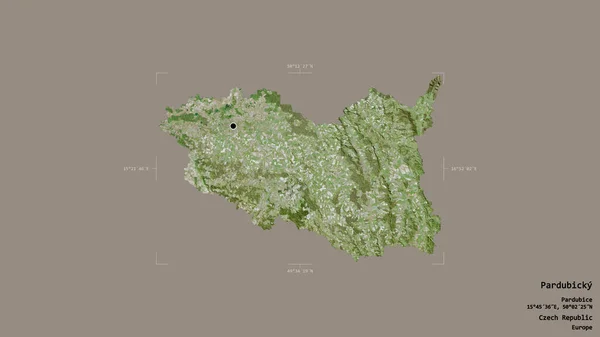 Area Pardubicky Region Czech Republic Isolated Solid Background Georeferenced Bounding — Stock Photo, Image