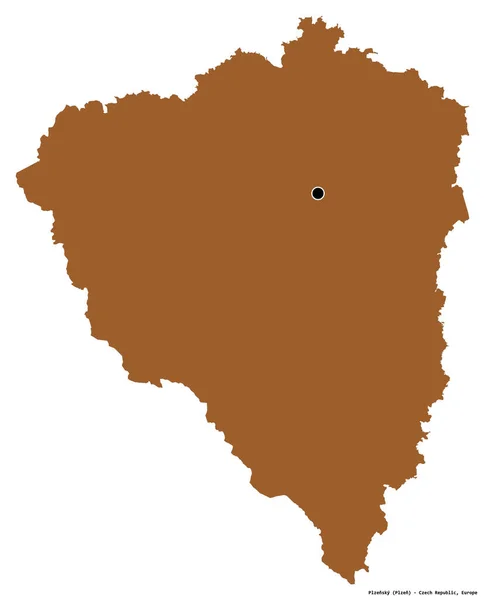 Forma Plzensky Regione Della Repubblica Ceca Con Sua Capitale Isolata — Foto Stock