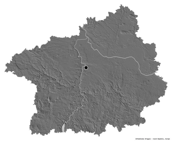Kształt Stredocesky Regionu Czech Jego Kapitału Izolowane Białym Tle Dwupoziomowa — Zdjęcie stockowe