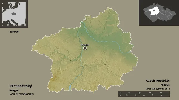 Stredocesky Nin Şekli Çek Cumhuriyeti Bölgesi Başkenti Uzaklık Ölçeği Gösterimler — Stok fotoğraf