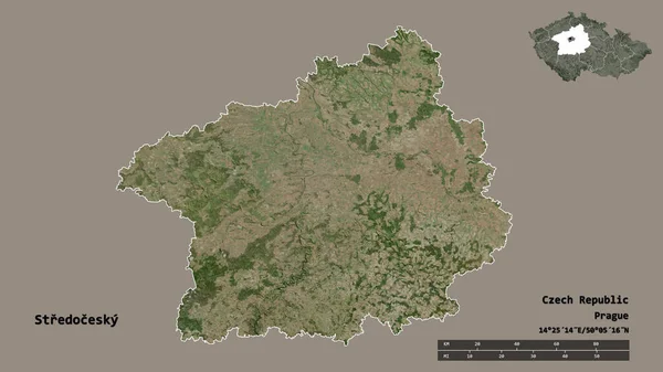Kształt Stredocesky Regionu Czech Jego Kapitału Izolowane Solidnym Tle Skala — Zdjęcie stockowe