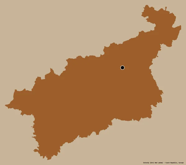 Shape Ustecky Region Der Tschechischen Republik Mit Seiner Hauptstadt Isoliert — Stockfoto