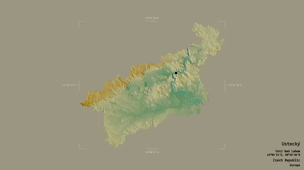 Ústecký Kraj Region České Republiky Izolovaný Pevném Pozadí Georeferencovaném Hraničním — Stock fotografie