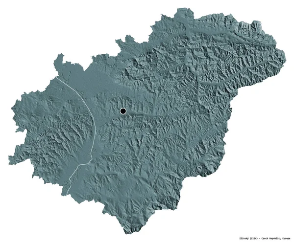 Form Zlinskij Regionen Tjeckien Med Dess Huvudstad Isolerad Vit Bakgrund — Stockfoto