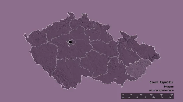 Afgebroken Vorm Van Tsjechische Republiek Met Haar Hoofdstad Belangrijkste Regionale — Stockfoto