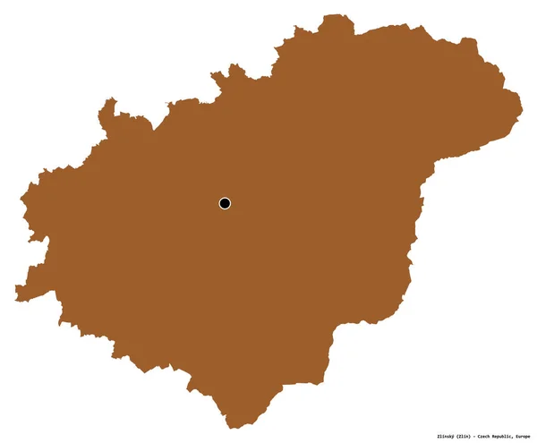 Form Zlinskij Regionen Tjeckien Med Dess Huvudstad Isolerad Vit Bakgrund — Stockfoto