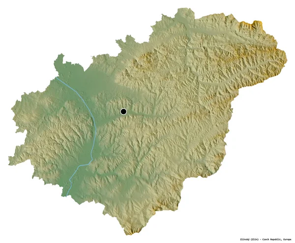 Form Zlinskij Regionen Tjeckien Med Dess Huvudstad Isolerad Vit Bakgrund — Stockfoto