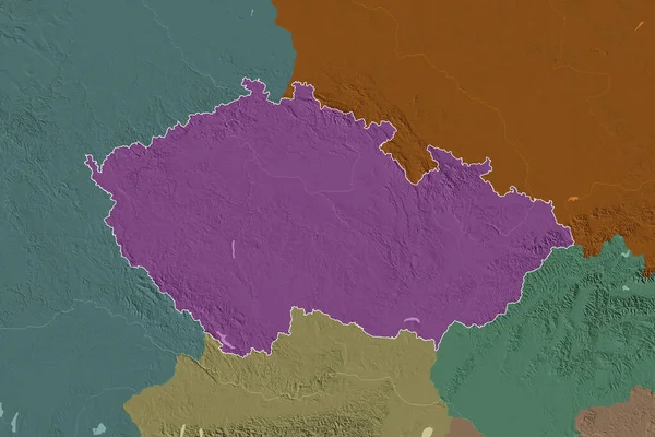 Расширенная Территория Очерченной Чешской Республики Цветная Карта Высоты Рендеринг — стоковое фото