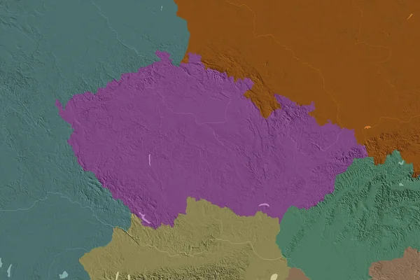 Расширенная Территория Чешской Республики Цветная Карта Высоты Рендеринг — стоковое фото