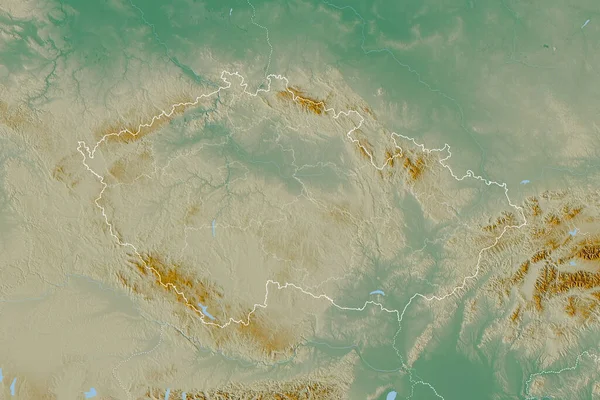 Расширенная Территория Чешской Республики Границами Страны Международными Региональными Границами Топографическая — стоковое фото