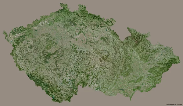 捷克共和国的形状 其首都隔离在一个坚实的色彩背景 卫星图像 3D渲染 — 图库照片
