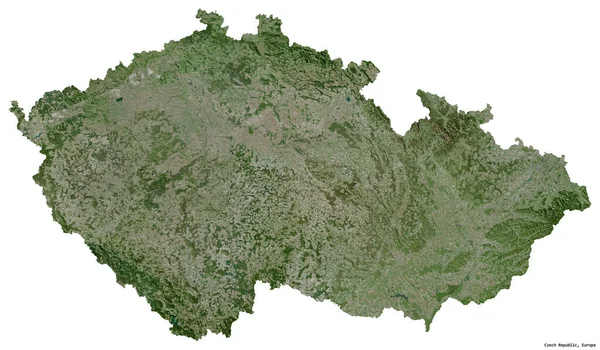 Форма Чешской Республики Столицей Изолированы Белом Фоне Спутниковые Снимки Рендеринг — стоковое фото