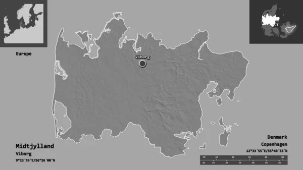 Gestalt Von Midtjylland Der Dänischen Region Und Ihrer Hauptstadt Entfernungsskala — Stockfoto