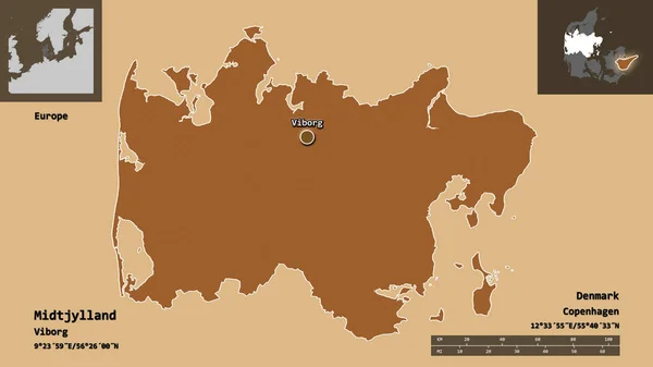 Gestalt Von Midtjylland Der Dänischen Region Und Ihrer Hauptstadt Entfernungsskala — Stockfoto