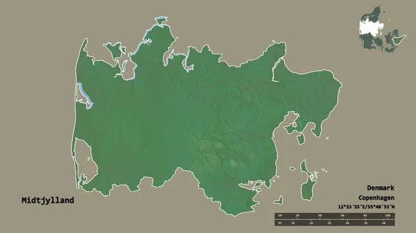 Formen Midtjylland Regionen Danmark Med Dess Huvudstad Isolerad Solid Bakgrund — Stockfoto