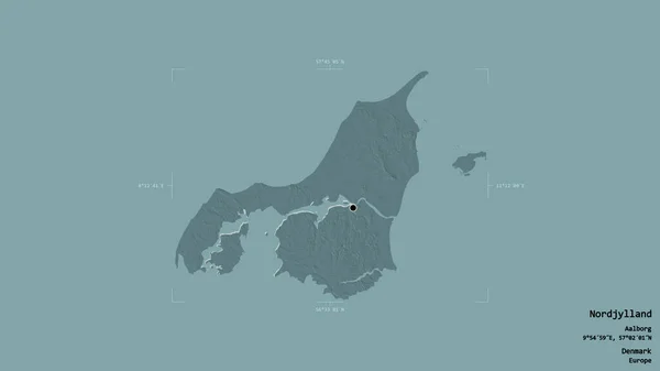 Περιοχή Nordjylland Περιφέρεια Της Δανίας Απομονωμένη Στέρεο Υπόβαθρο Γεωγραφικό Πλαίσιο — Φωτογραφία Αρχείου
