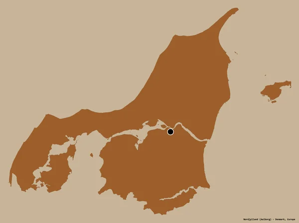 Forma Nordjylland Regione Della Danimarca Con Sua Capitale Isolata Uno — Foto Stock