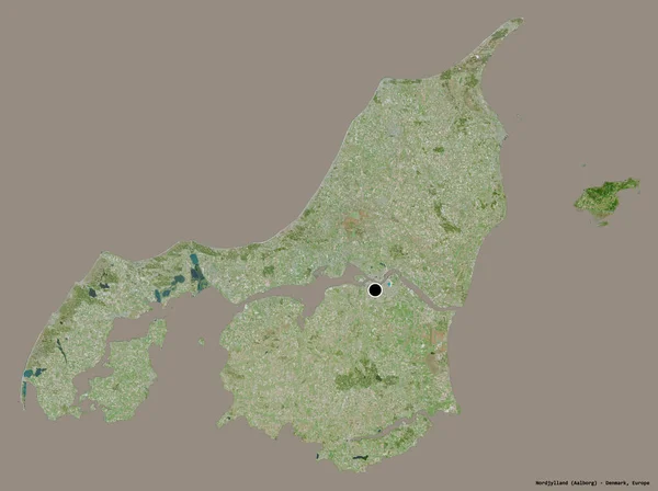 Tvar Nordjylland Oblast Dánska Hlavním Městem Izolovaným Pevném Barevném Pozadí — Stock fotografie