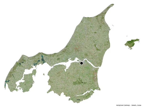 Form Von Nordjylland Region Von Dänemark Mit Seiner Hauptstadt Isoliert — Stockfoto