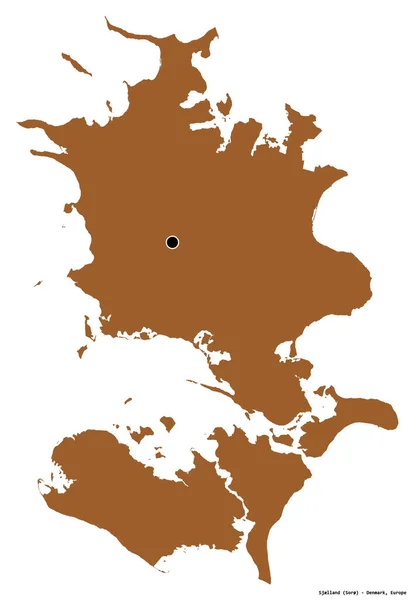 Forma Sjlland Região Dinamarca Com Sua Capital Isolada Fundo Branco — Fotografia de Stock
