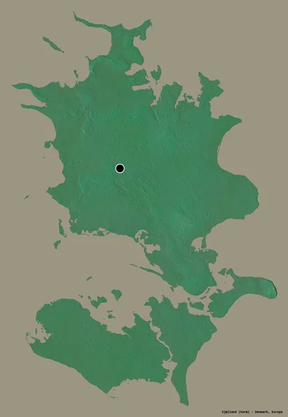 デンマークの領域であるスジルランドの形は その首都をしっかりとした色の背景に隔離しています 地形図 3Dレンダリング — ストック写真