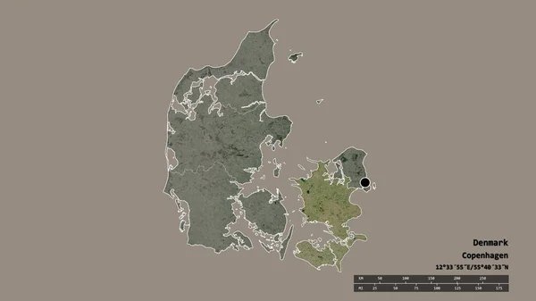 Спустошена Форма Данії Столицею Основним Регіональним Поділом Відокремленою Територією Шюлланд — стокове фото