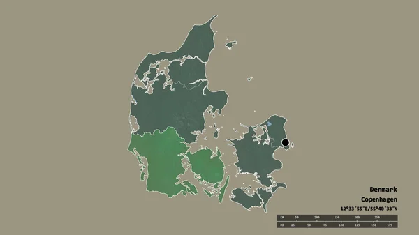 Vyprahlý Tvar Dánska Hlavním Městem Hlavní Regionální Divizí Oddělenou Oblastí — Stock fotografie