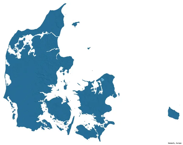 Tvar Dánska Jeho Hlavním Městem Izolovaným Bílém Pozadí Barevná Mapa — Stock fotografie