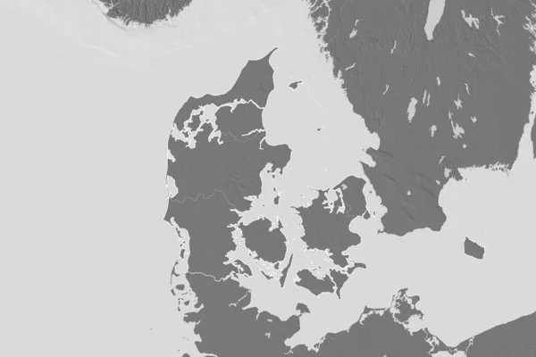Extended Area Denmark Country Outline International Regional Borders Bilevel Elevation — Stock Photo, Image