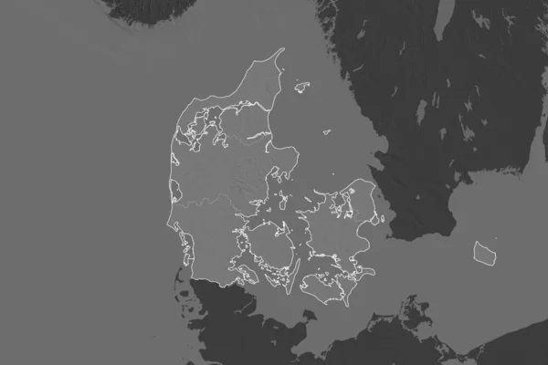 Forma Dinamarca Separada Por Desaturación Las Áreas Vecinas Fronteras Mapa — Foto de Stock